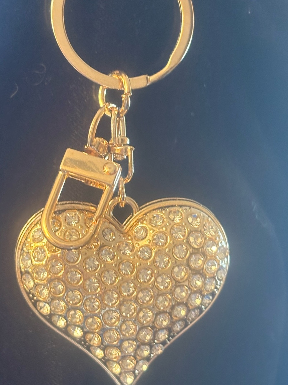 Gold Crystal Heart Keychain/Purse bling  Accessory